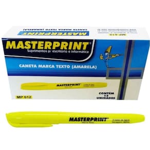 Caixa Caneta Marca Texto Masterprint - 12 Unidades Amarelo