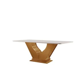 Mesa para Sala de Jantar Tampo com Vidro Safira Castanho Cinamomo / Off White