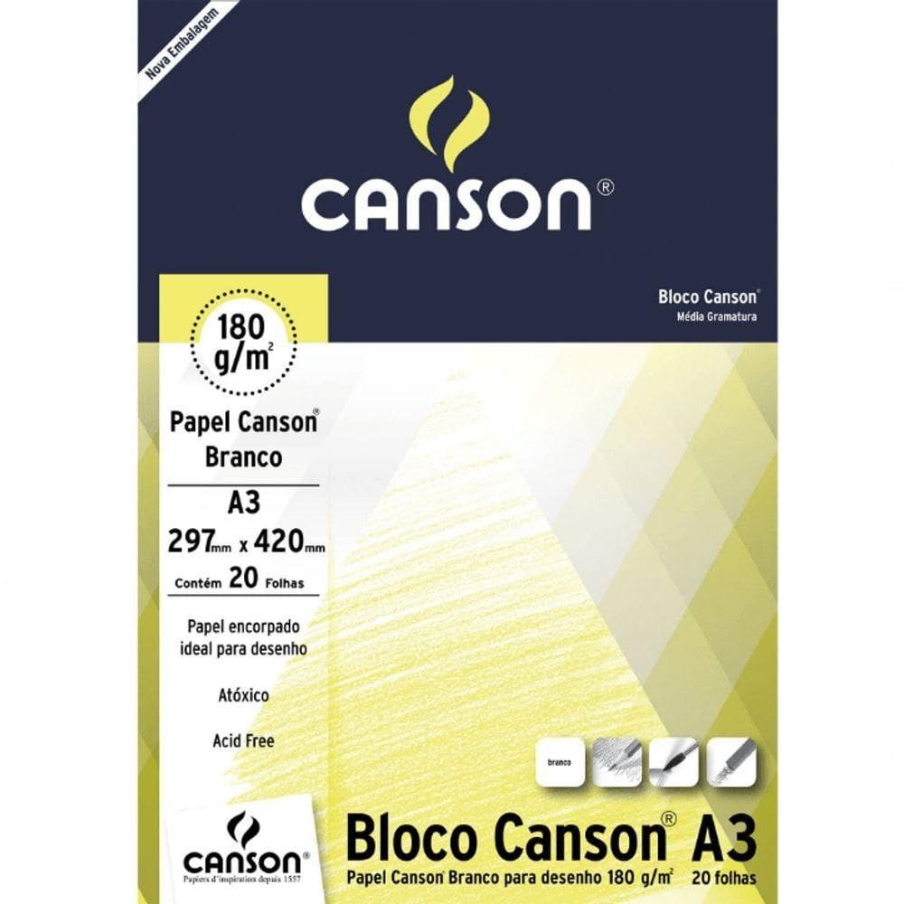Bloco De Desenho A3 180g 20 Folhas - Canson