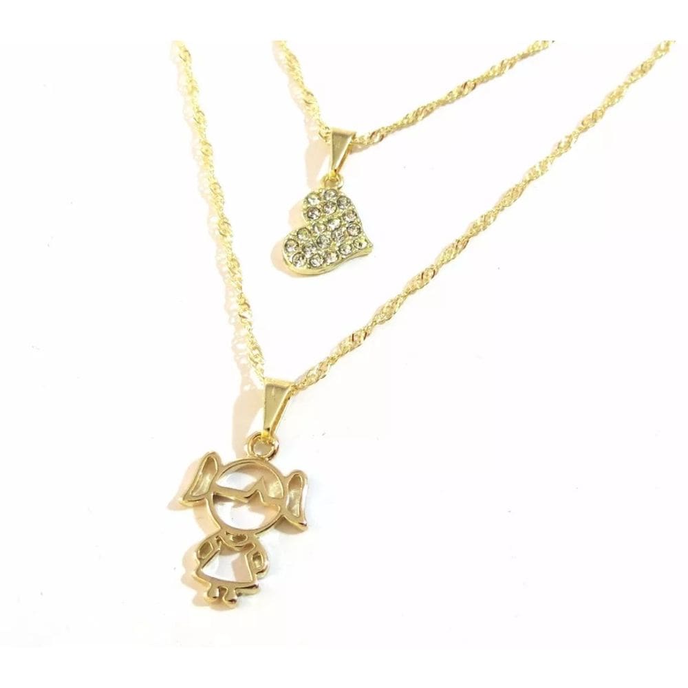 Colar Cordão Duplo Menina Filha Amada Folheado 18k