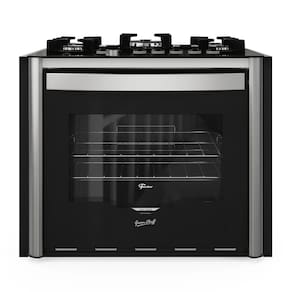 Fogão de Embutir 5 Bocas a Gás Fischer Gran Cheff com Mesa de Vidro e Grill Elétrico Preto 220V
