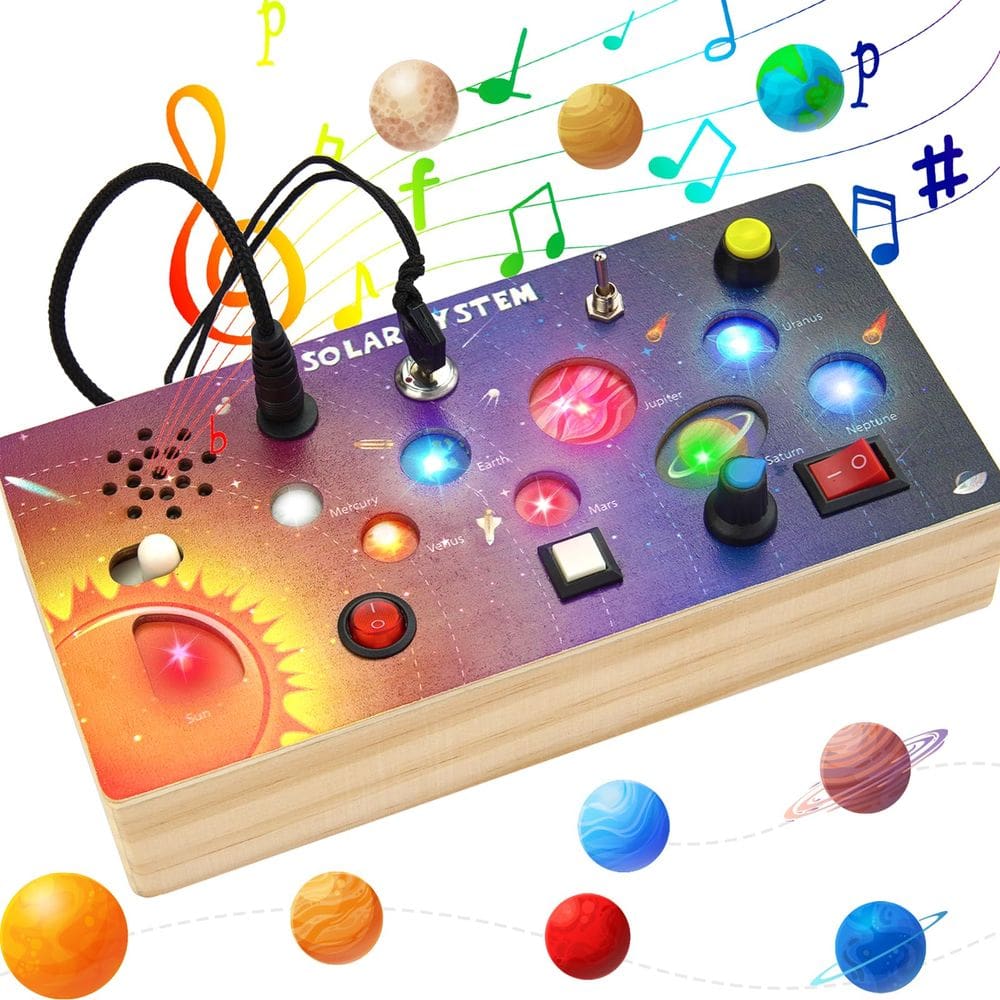Placa de trabalho de madeira AluaBi Montessori com luzes LED Kids 2+