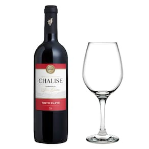 Vinho Tinto Suave Chalise + Taça de Vidro Barone