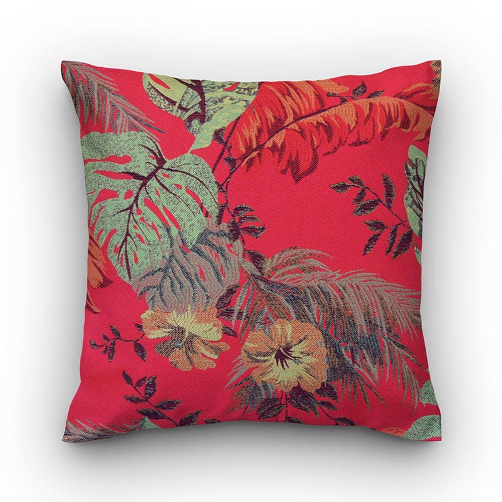 Capa de almofada VivaIN vermelha estampa com folhas