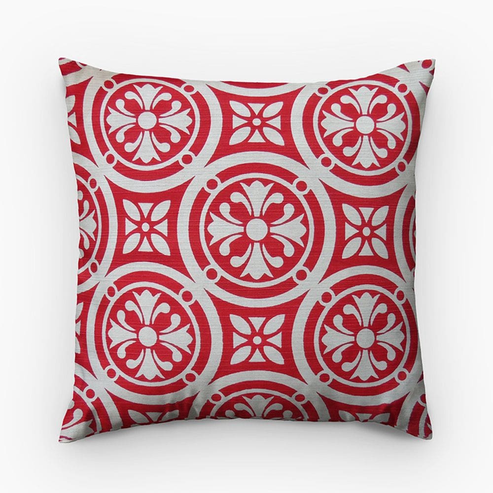 Capa de almofada VivaIN geométrico cru com vermelho