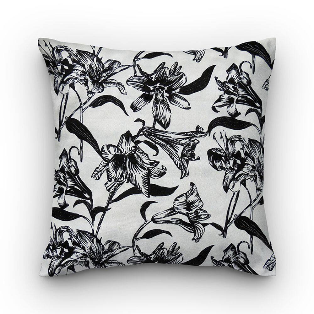 Capa de almofada VivaIN estampa floral preta