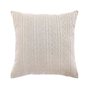 Capa De Almofada Vivain Tricô Duplada Bege 50 X 50 Cm