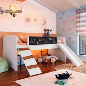 Cama Solteiro Com Colchão Castor Escorregador Cabaninha Infantil Shop JM