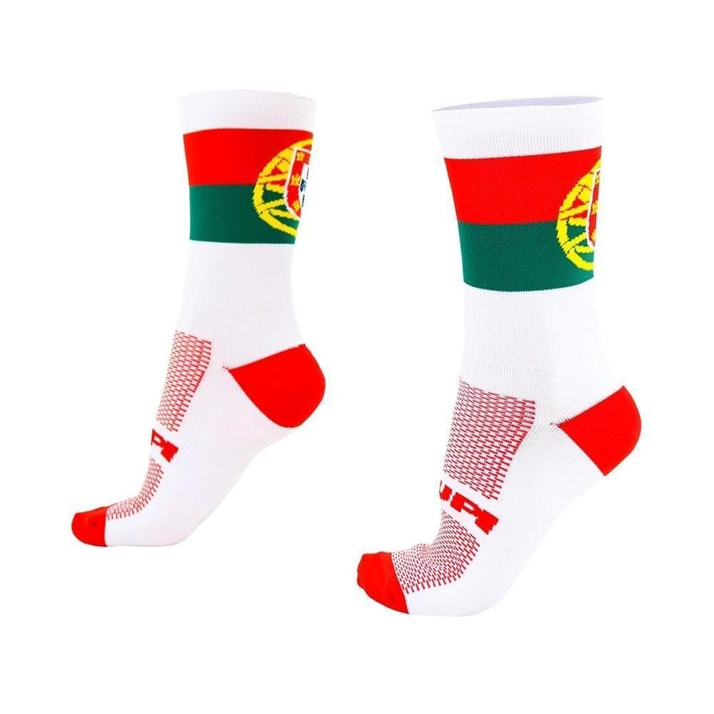 Meia Ciclismo Cano Médio Hupi Portugal - Branco