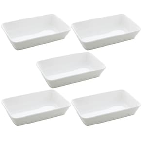 Conjunto 5 Travessas Refratários de Porcelana Branca 750ml Buffet Restaurante Línea Lyor