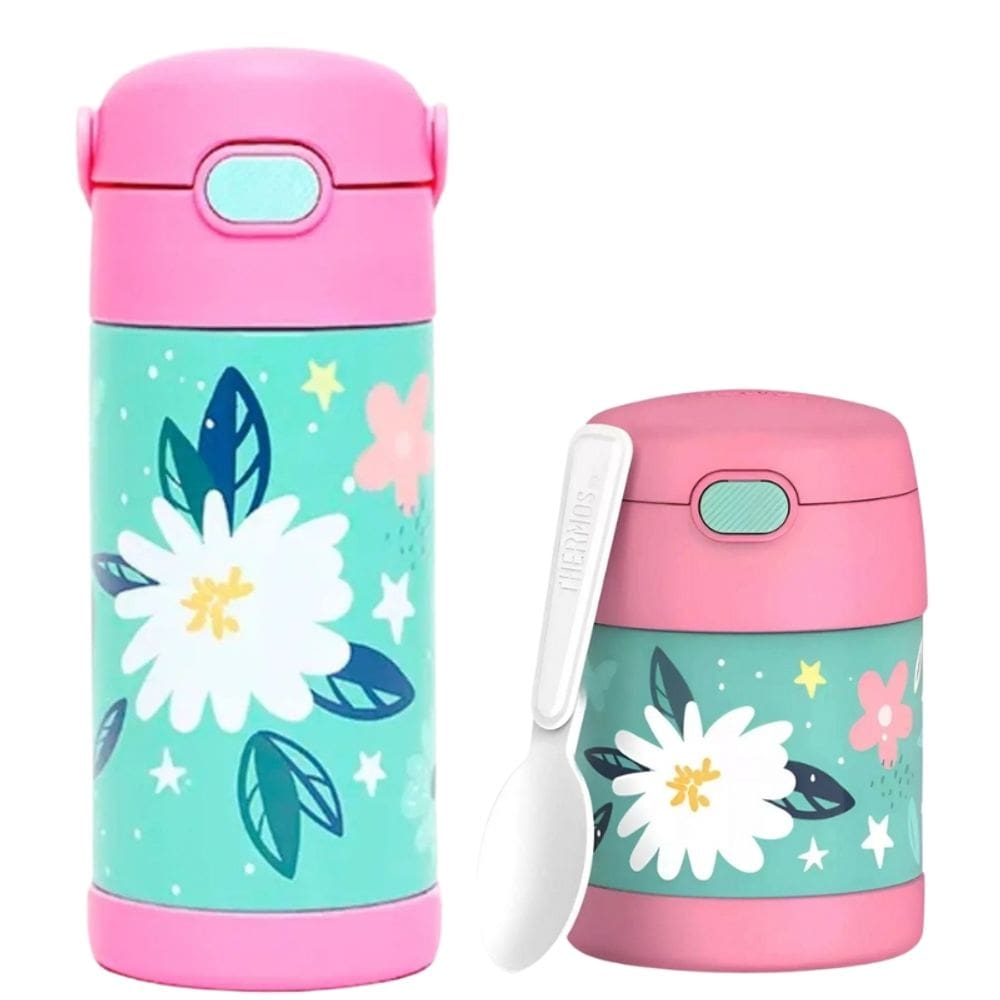 Kit Pote Talher E Garrafa Termica Luxo Funtainer Jardim Das Flores - Thermos