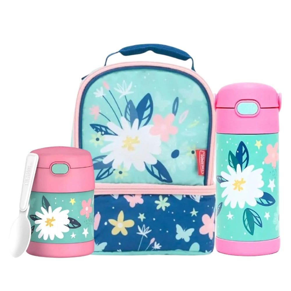 Kit Bolsa Com Pote E Garrafa Termica Luxo Jardim Das Flores - Thermos