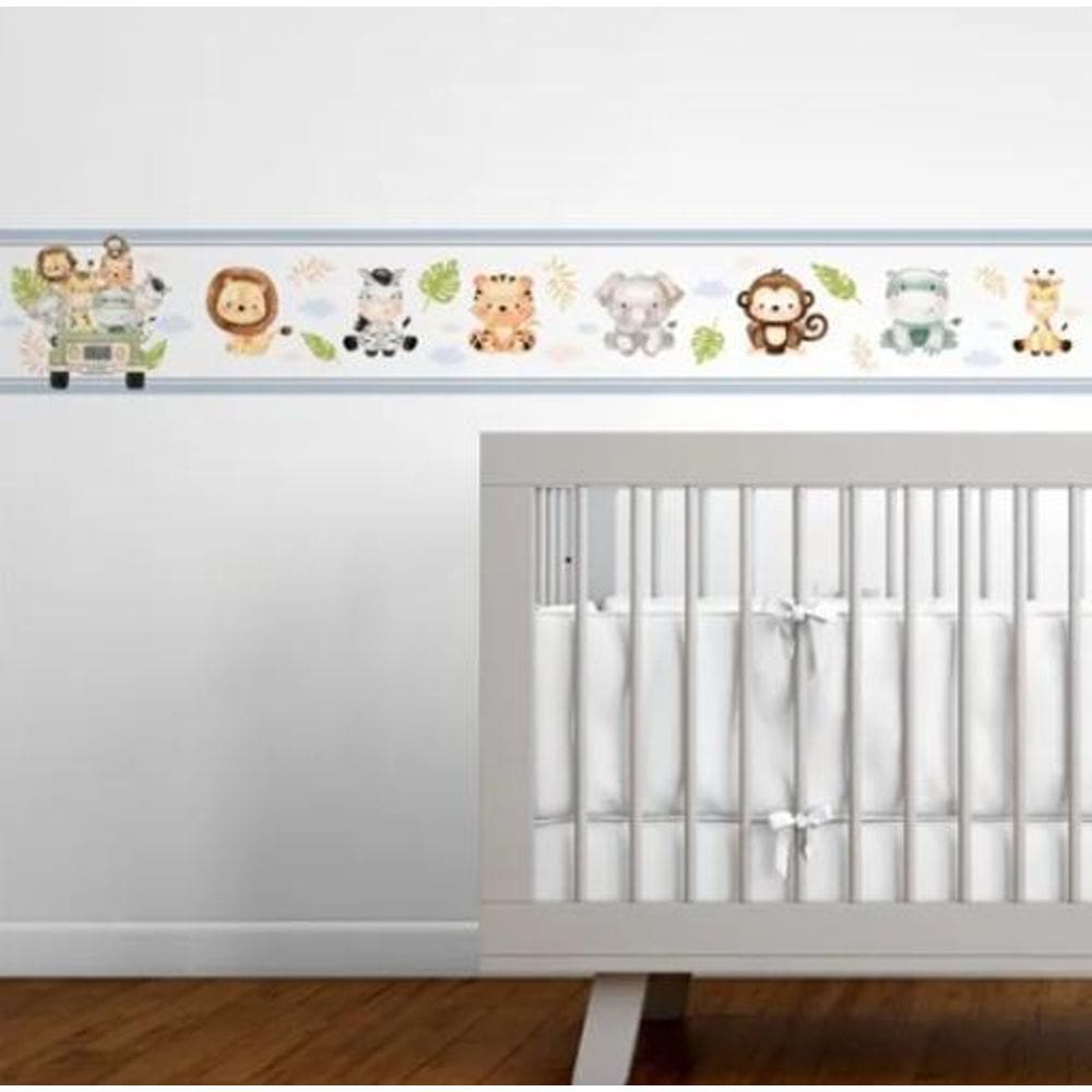 Faixa Decorativa Infantil Bebê Papel Parede Safari Animais