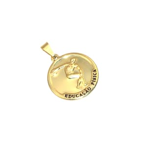 Pingente Medalha Esporte Educação Física Folheado 18k