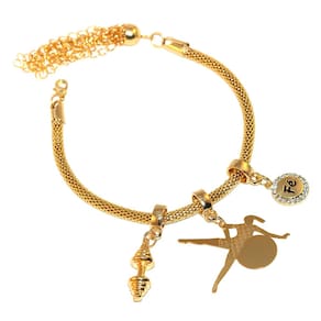 Pulseira Berloque Academia Peso Halter Folheado Ouro 18k