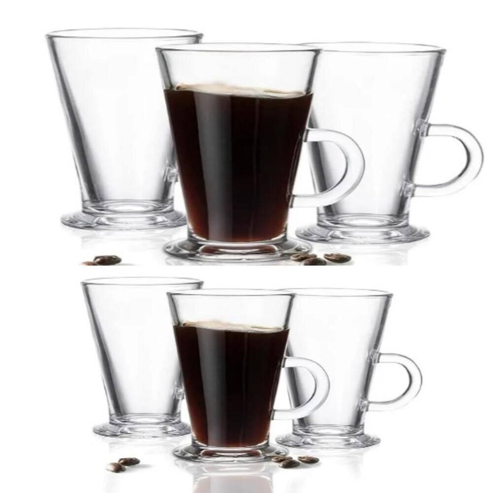Jogo 6 Xícaras Vidro Cappuccino 265ml Luxo