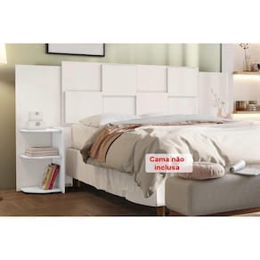Cabeceira Cama Box Madeirado Casa/Queen Firenze c/ 6 Prateleiras -Branco - Conquista