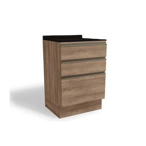 Balcão de Cozinha c/ Tampo Maxxi G743 c/ 3 Gavetas 60cm Nogal/Preto - Kappesberg
