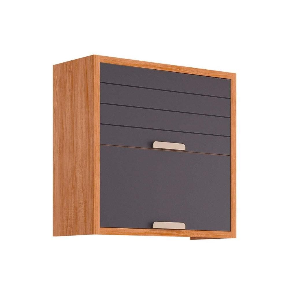 Armário Aéreo Cozinha Modulado Eloise c/ 2 Portas Basculante Riscadas 80 cm Cinamomo/Titanium - MGM