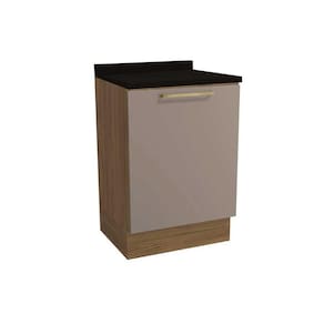 Balcão Cozinha p/ Cooktop c/ Tampo Botanic M629 c/ 1 Porta 60cm Nogueira/Fendi/Preto - Kappesberg