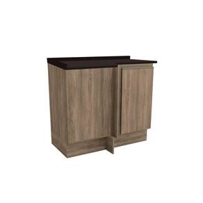 Balcão de Cozinha Maxxi G748 Canto Reto 1 Porta c/Tampo 80cm Nogal/Preto - Kappesberg