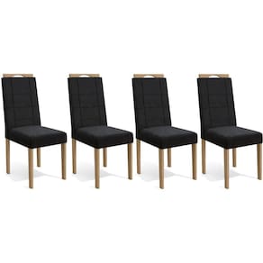 Kit 4 Cadeiras Sala Jantar 2CAD150EA 4 Un Eucalipto/Suede Preto A038 - Kappesberg