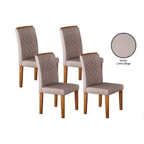 Cadeira Sala de Jantar Jade Kit 4 Un Imbuia-Capuccino/Linho Bege Turim - Rufato