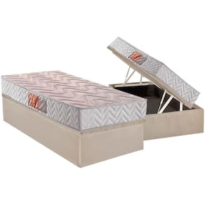 Conjunto Box Baú Solteiro: Colchão Molas Paropas D28 Pasquale Clean + Base CRC Suede Clean (88x188)