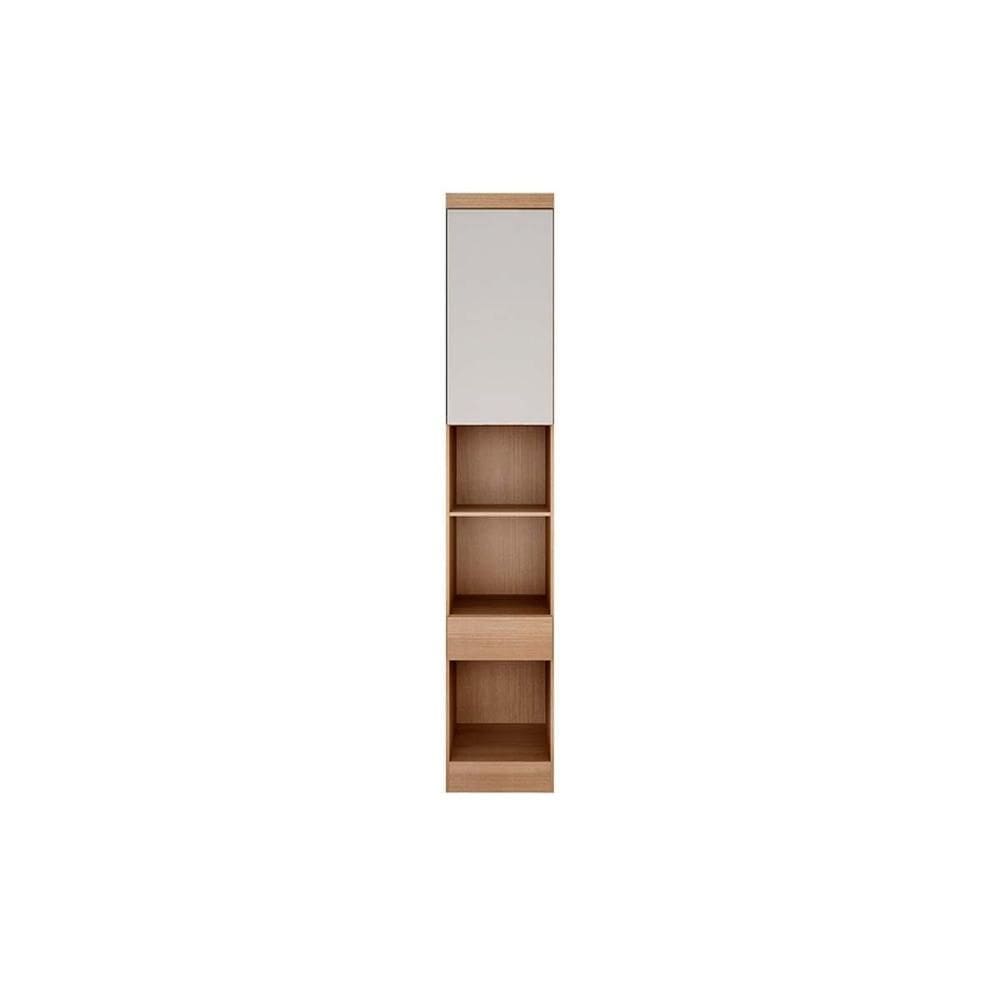 Módulo de Quarto Casal Armário Mesa de Cabeceira Rizon/Linea c/ 1 Porta e 1 Gaveta Cumaru/Fendi 25 - Novo Horizonte