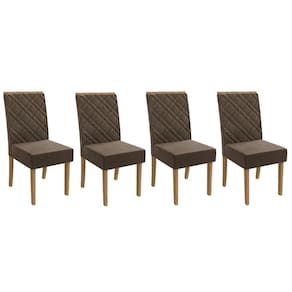 Kit 4 Cadeiras Sala Jantar 2CAD149FR 4 Un Freijo/Suede Marrom A033 - Kappesberg