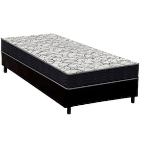 Cama Box Solteiro: Colchão Ortopédico Ortobom D45 Airtech 150 + Base CRC Suede Black (88x188)