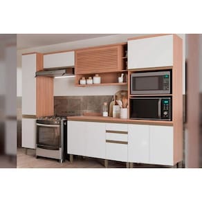 Cozinha Completa Thela Macadâmia 5 Peças (2Aéreos+1Balcão+2Paneleiros) CZC20 Freijo/Branco - Telasul