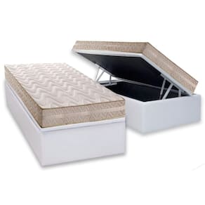 Conjunto Box Baú Solteiro: Colchão Molas Paropas D28 / Master AG80 Clean Double Face 17 + Base CRC Courano White (88x188)