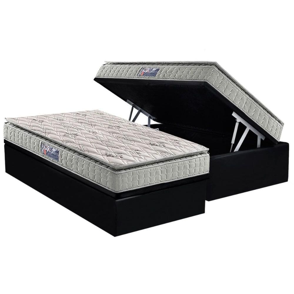 Cama Box Baú Solteiro: Colchão Espuma D33 D Angelis Anjos Orthosono One Face + Base CRC Suede Black (88x188)