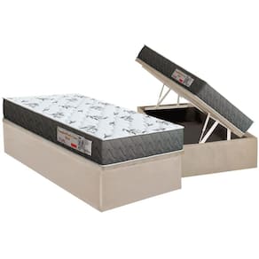 Conjunto Box Baú Solteiro: Colchão Molas Orthoflex D33 ComfortPedic Line Black + Base CRC Suede Clean (88x188)