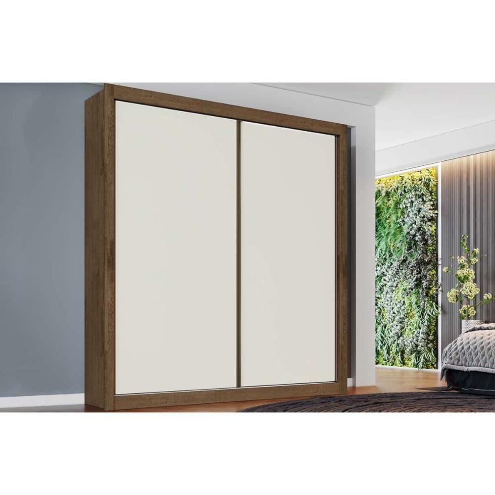 Guarda Roupa Solteiro 2 Portas e 4 Gavetas Zurique Flex Brauna/Brauna ou Off White - Europa