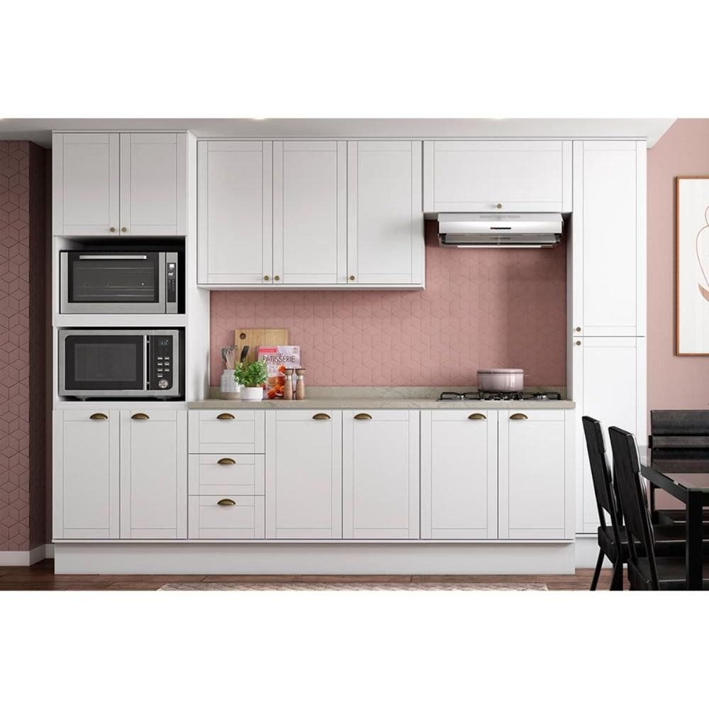 Cozinha Modulada Carraro Bella 7 Peças (2Aéreos+2Balcões+3Complementos) C7P49 Branco-Carraro