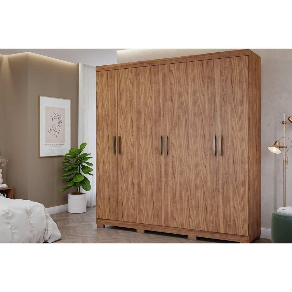 Guarda Roupa Casal 6 Portas e 3 Gavetas Clara Cinamomo - Panan