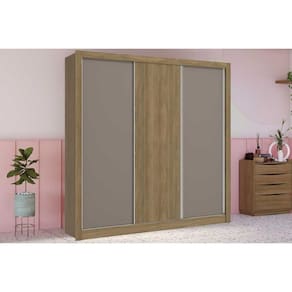 Guarda Roupa Casal 3 Portas de Correr e 2 Gavetas M570 Flex Nogueira/Nogueira ou Fendi - Kappesberg
