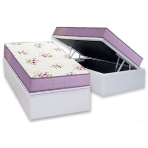 Conjunto Box Baú Solteiro: Colchão Molas Ortobom D23 Physical Super Resistente Bordado + Base CRC Courano White (88x188)