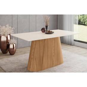Mesa p/ Cozinha Olivia SC119 c/ Tampo Madeirado Reto 160x90cm Nature/Off White - Henn