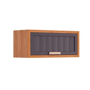 Armário Aéreo Cozinha Modulado Estela Geladeira c/ 1 Porta Basculante Ripada 80 cm Cinamomo/Titanium - MGM