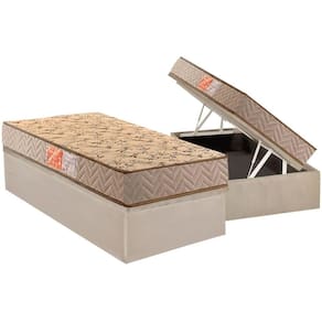 Conjunto Box Baú Solteiro: Colchão Molas Paropas D33 Pasquale Clean + Base CRC Suede Clean (88x188)