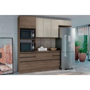 Cozinha Modulada Kappesberg Maxxi 5 Peças (2Aéreo+1Balcão+1Paneleiro+1Complemento) C5P30 Nogal-Kappesberg