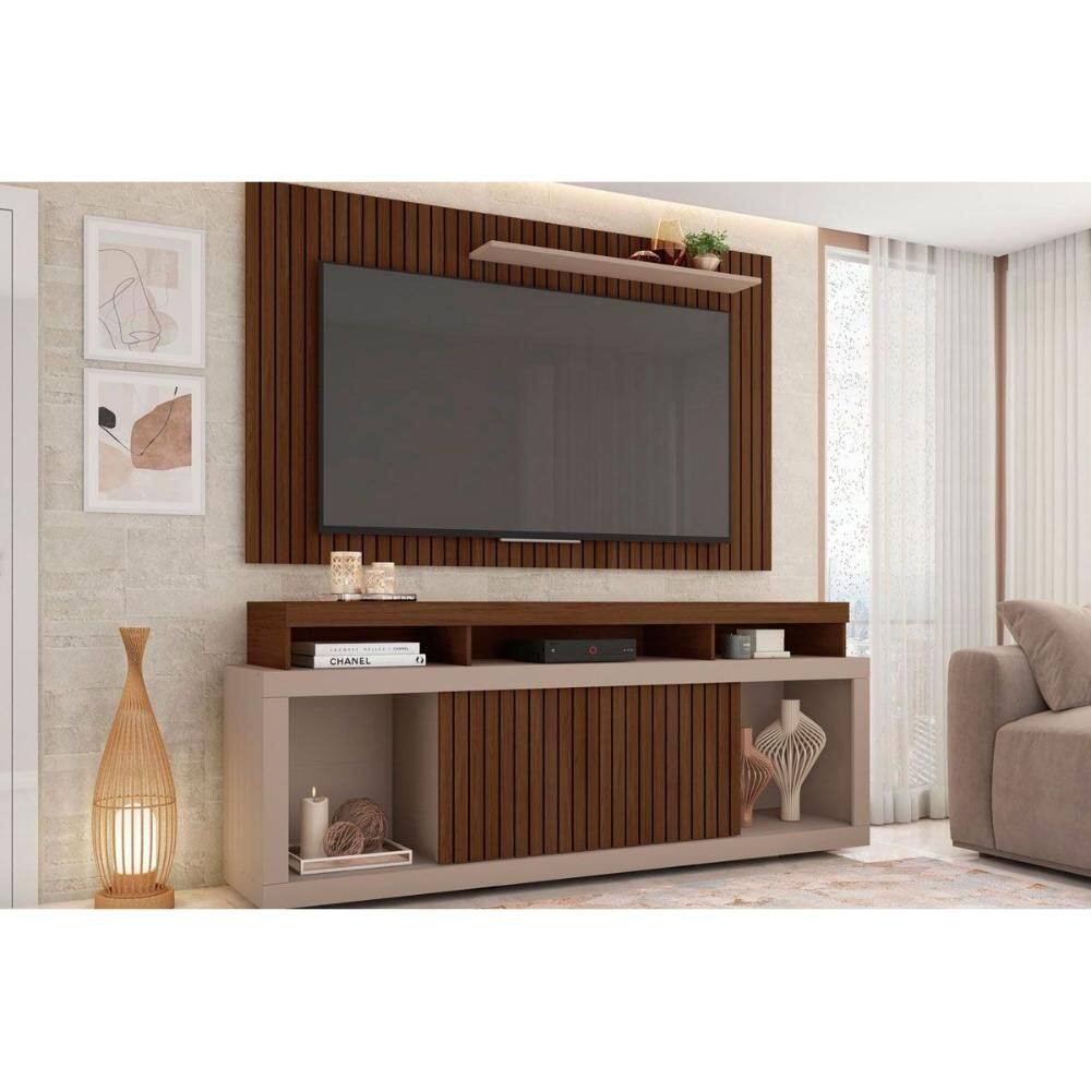 Home p/ TV até 60 Pol New Oscar c/ Rodízios 180x174cm Fendi/Havana - Caemmun