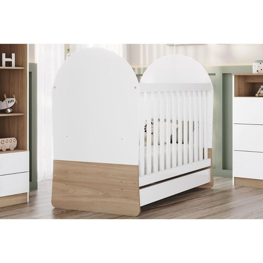 Berço / Mini Cama Infantil Magia 3 em 1 Branco/Jequitiba - Henn