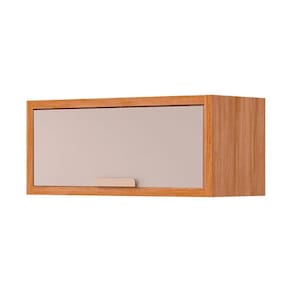 Armário de Cozinha Modulado Eloise Geladeira c/ 1 Porta Basculante Riscada 80 cm Cinamomo/Off White - MGM