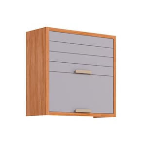 Armário de Cozinha Modulado Eloise c/ 2 Portas Basculante Riscadas 80 cm Cinamomo/Platina - MGM