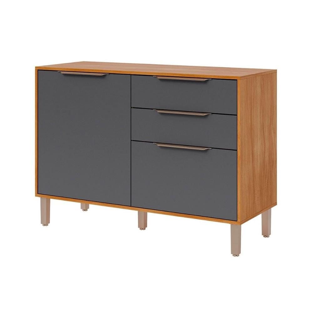Balcão de Cozinha Modulado c/ Tampo Divina c/ 2 Portas e 2 Gavetas 120 cm Cinamomo/Titanium - MGM