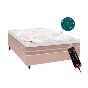 Cama Box Casal: Colchão c/ Vibro Massagem Castor Tecnopedic Magnético Niponpedic + Base CRC Courano Clean (138x188)